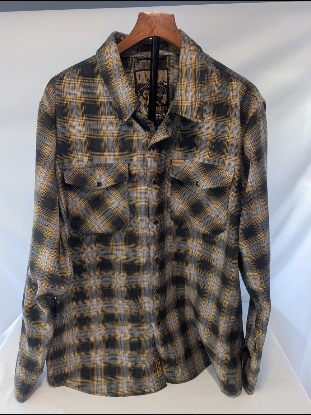 DIXXON Brownell's Big Iron Men's 2XLBlack and Yellow Plaid Shirt